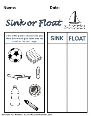 Sink or float worksheet sink or float kindergarten worksheets preschool science lessons