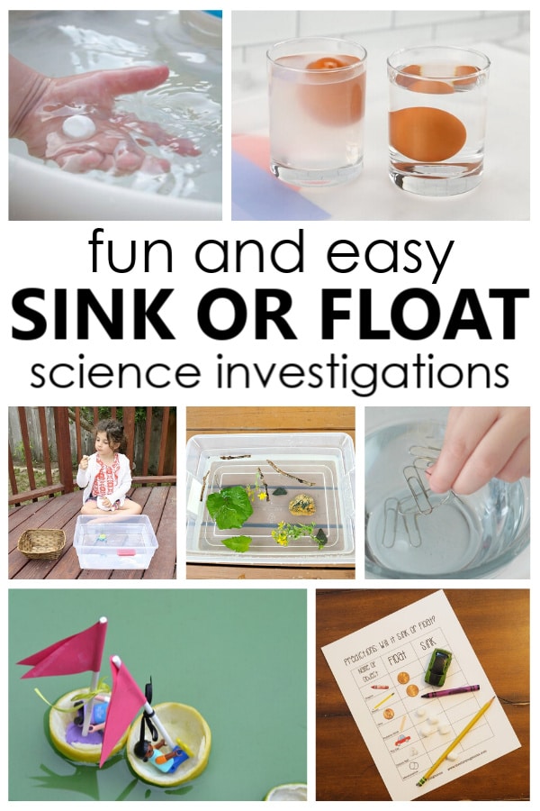 Fun sink or float science activities for kids with free printable