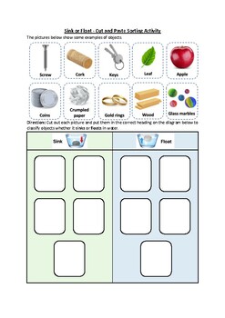 Sink or float worksheet tpt