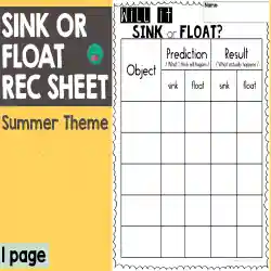 Sink or float recording sheet by teach simple