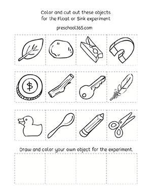 Float or sink science experiment for kindergarten children