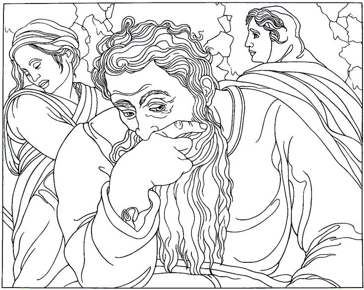 Jeremiah from the sistine chapel painting by michelangelo bounarroti printable coloring book pâ abstract coloring pages famous art coloring dragon coloring page