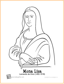 Mona lisa da vinci free printable coloring page