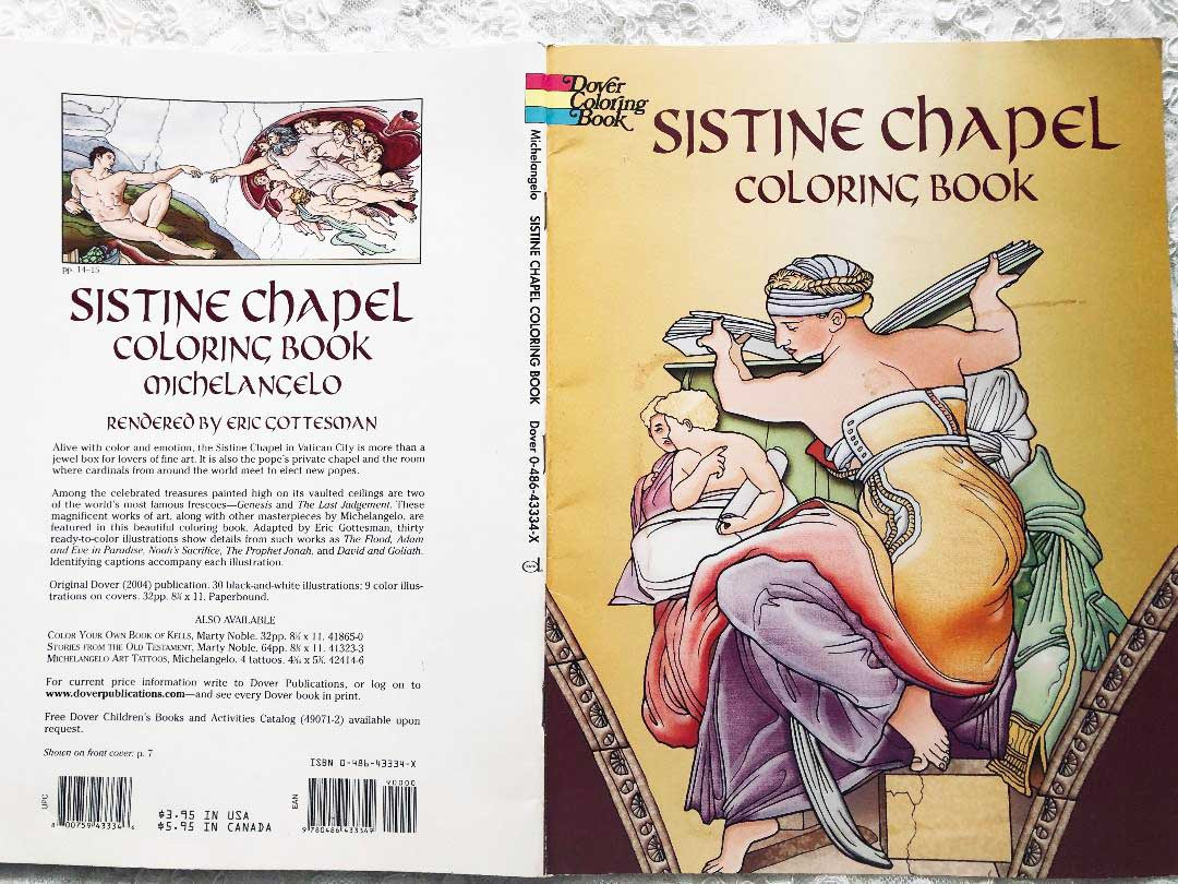 Sistine chapel dover coloring book vintage softbound white quality paper from black white illustrations color illustrations