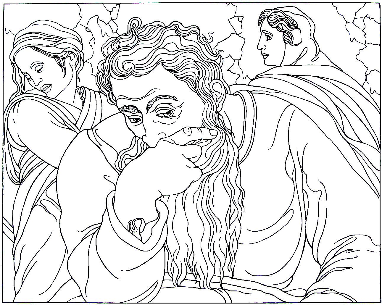 Jeremiah from the sistine chapel painting by michelangelo bounarroti printable coloring book pâ abstract coloring pages famous art coloring dragon coloring page