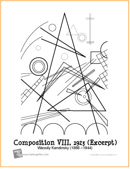 Position viii kandinsky free printable coloring page