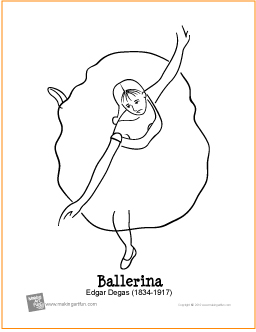 Ballerina degas free printable coloring page