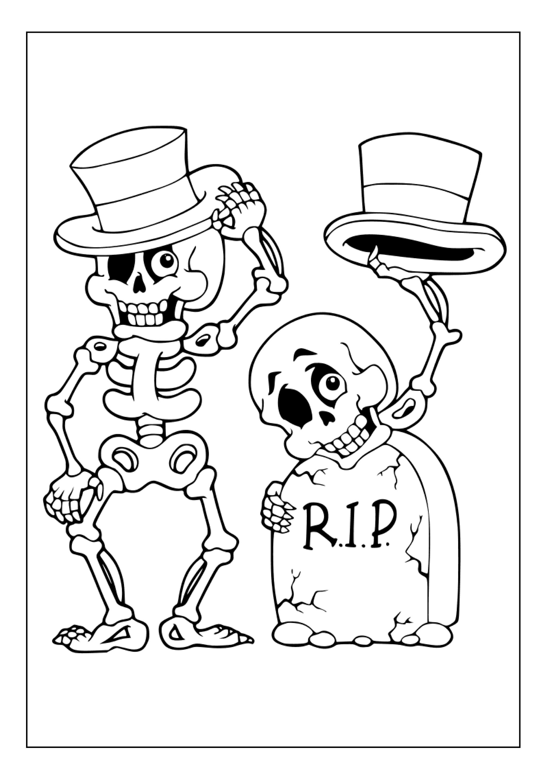 Printable skeleton coloring pages for kids and adults pages instant digital download pdf scary halloween skeleton coloring sheets