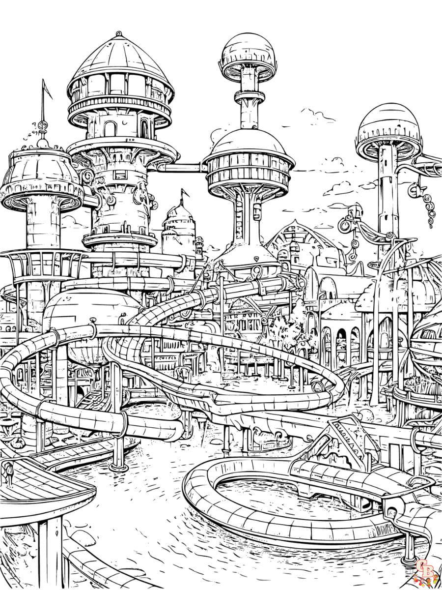 Printable waterpark coloring pages free for kids and adults