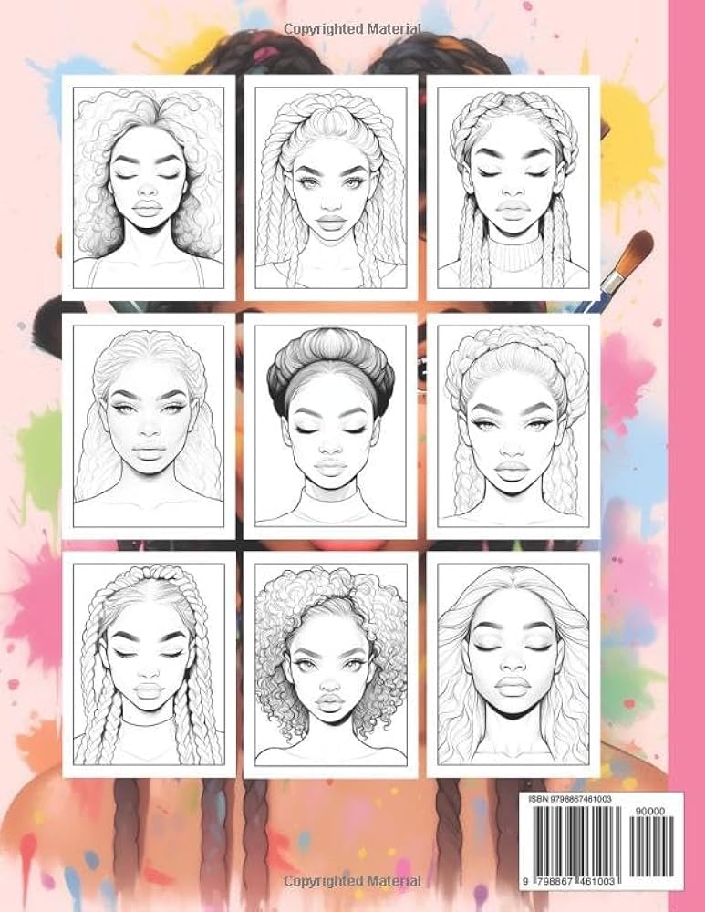 Makeup practice coloring book for black women black girl face charts for make