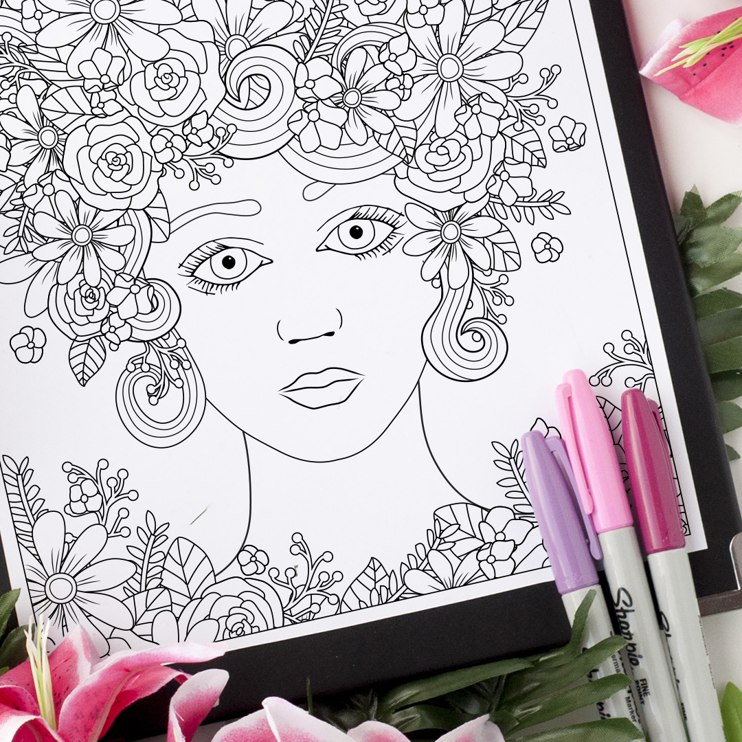 Flower girl coloring page