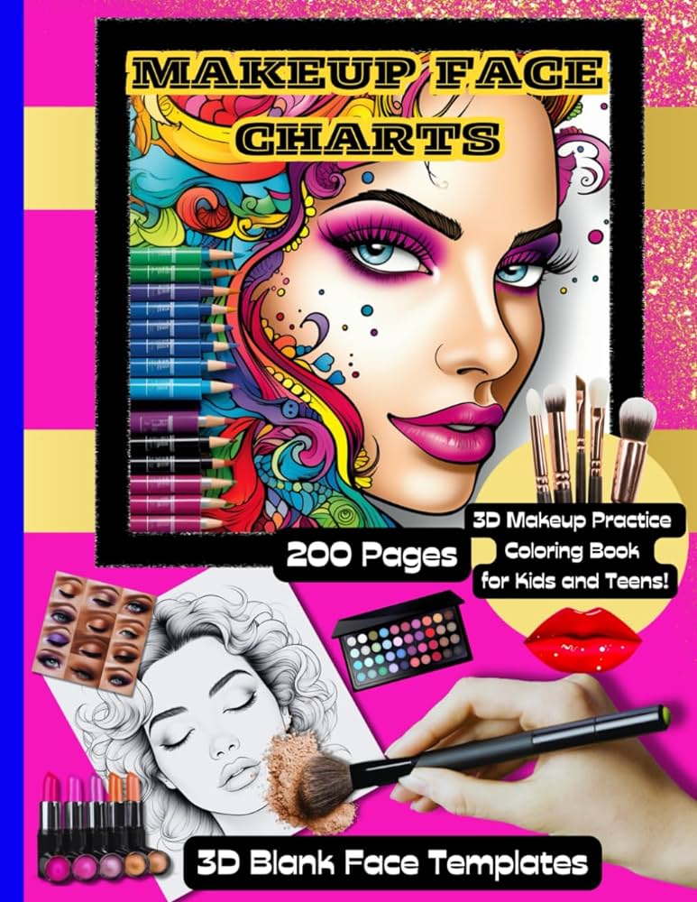 Makeup face charts makeup practice coloring book for kids and teens d blank face templates for budding makeup artists beginners and cosmetologists publishers winmax books