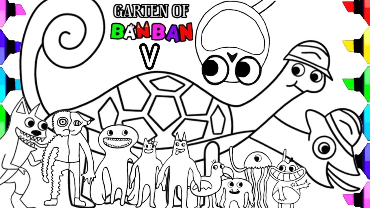 They ate skittlesgarten of banban new coloring pages now to color onsters and bossesncs usic