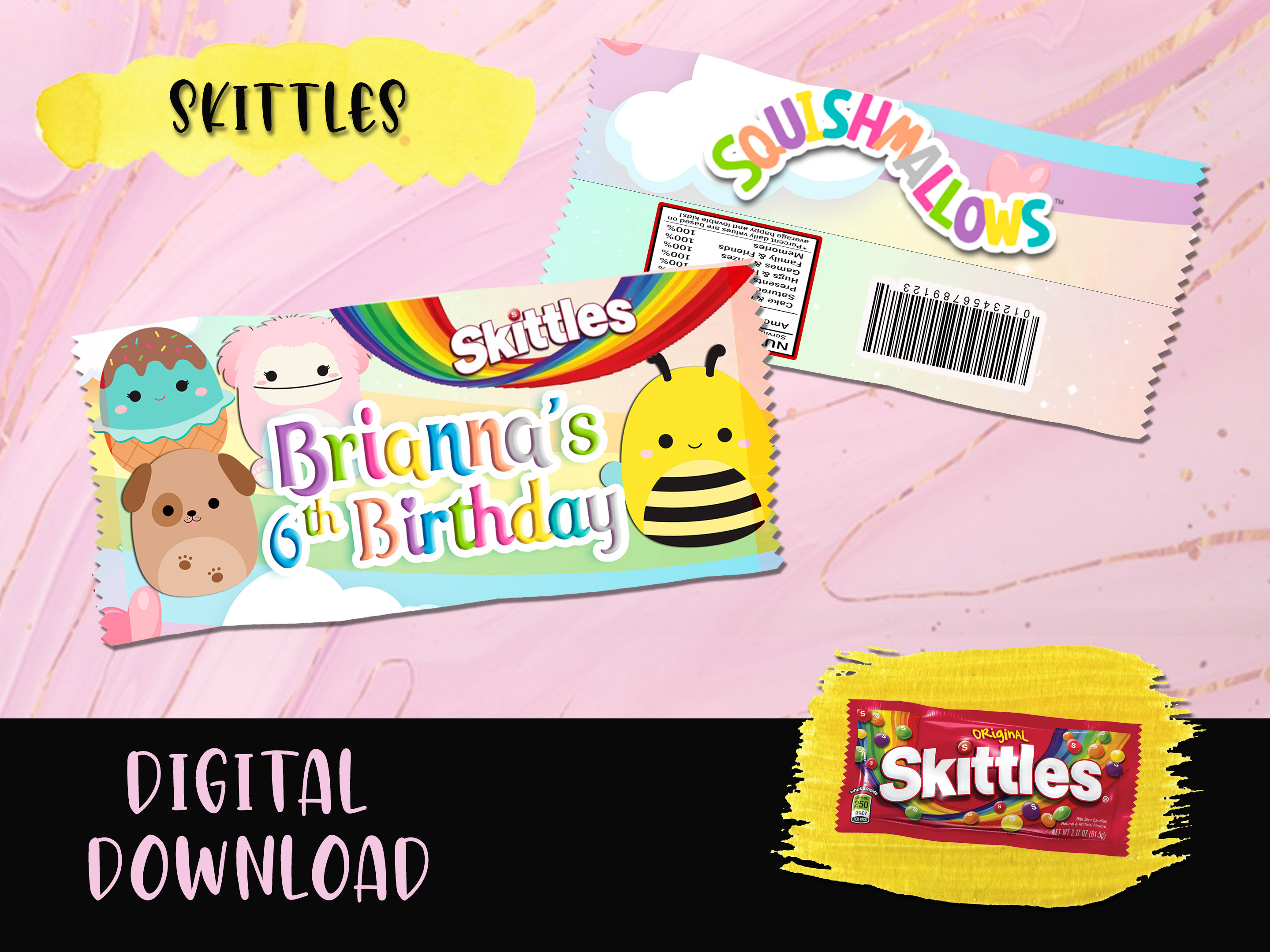 Squishmallow birthday skittles birthday party pack skittles labels printables squishmallow birthday party digital download