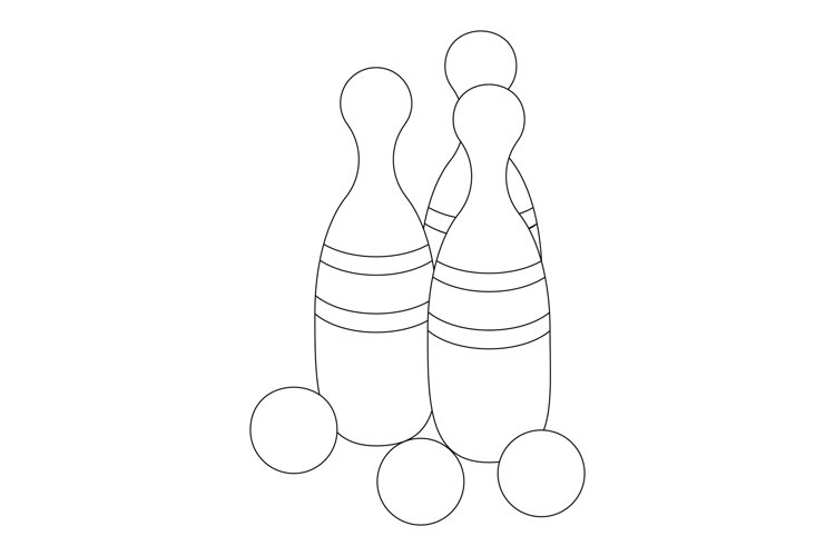 Bowling ball and skittles icon isometric d style