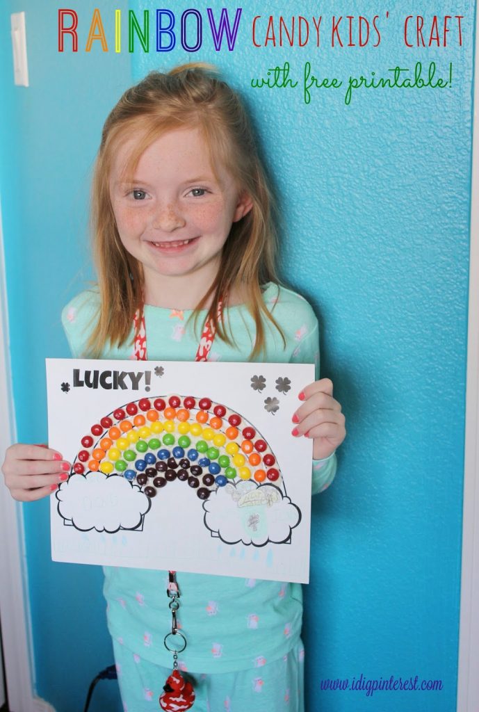 St patricks day rainbow candy kids craft free printable coloring page