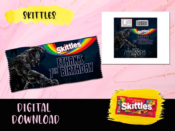 Black panther birthday skittles birthday party pack skittles labels printables wakanda forever birthday party digital download