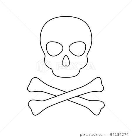 Coloring page with skull and crossbones for kids