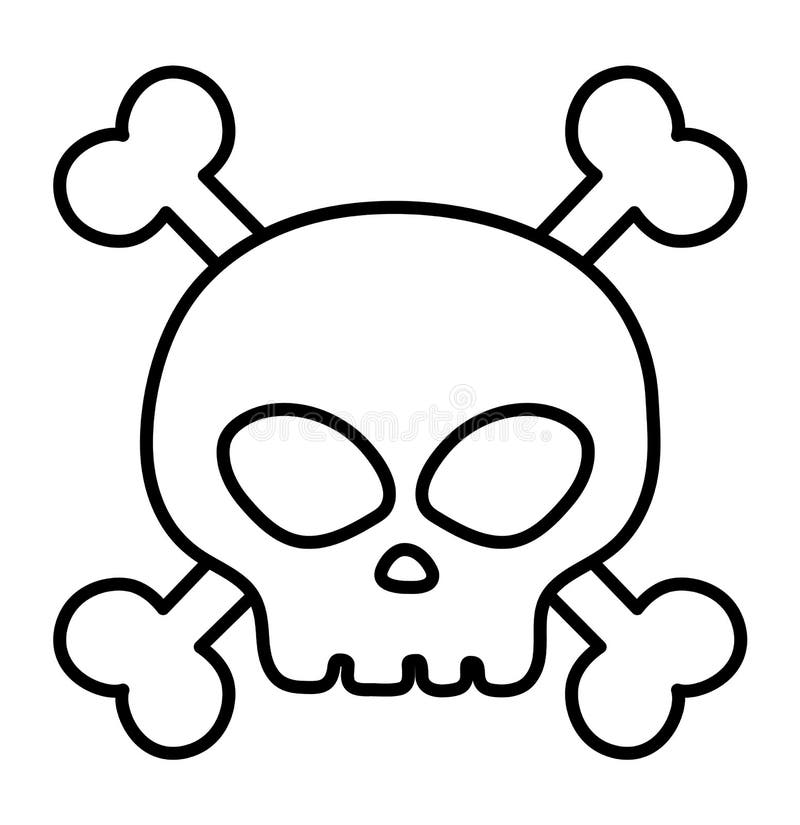 Black and white human skull and crossed bones icon vector line skeleton coloring page stock vector