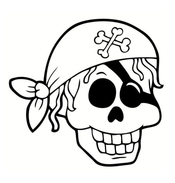 Funny pirate skull coloring page