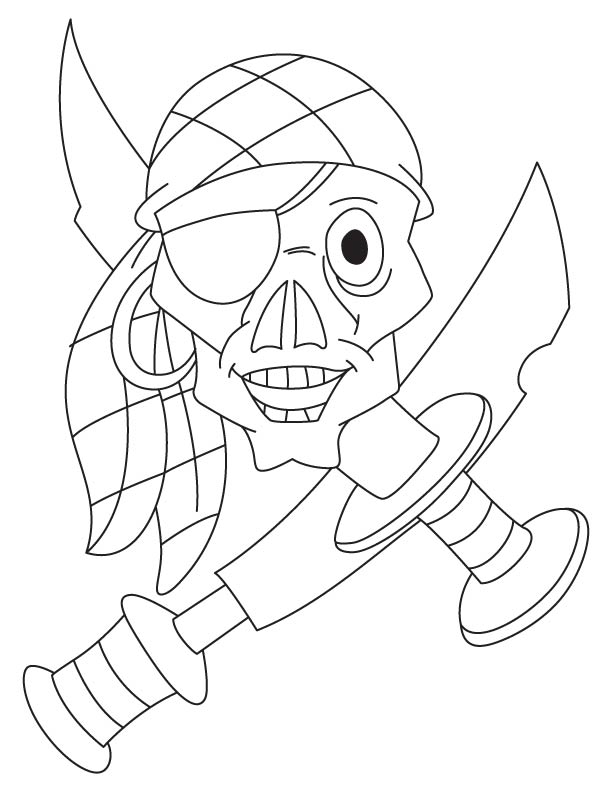Pirate skull with weapons coloring page download free pirate skull with weapons coloring page for kids best coloring pages