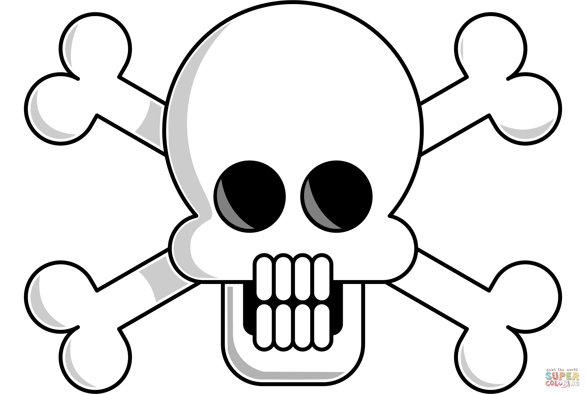 Skull with bones coloring page free printable coloring pages