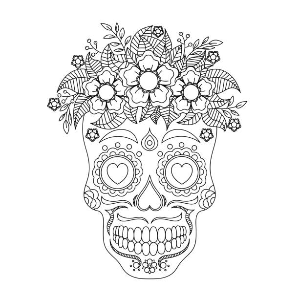 Skull coloring pages stock illustrations royalty