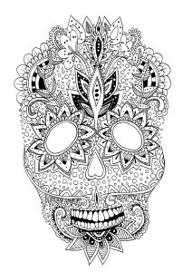 Skull coloring pages for adults kids