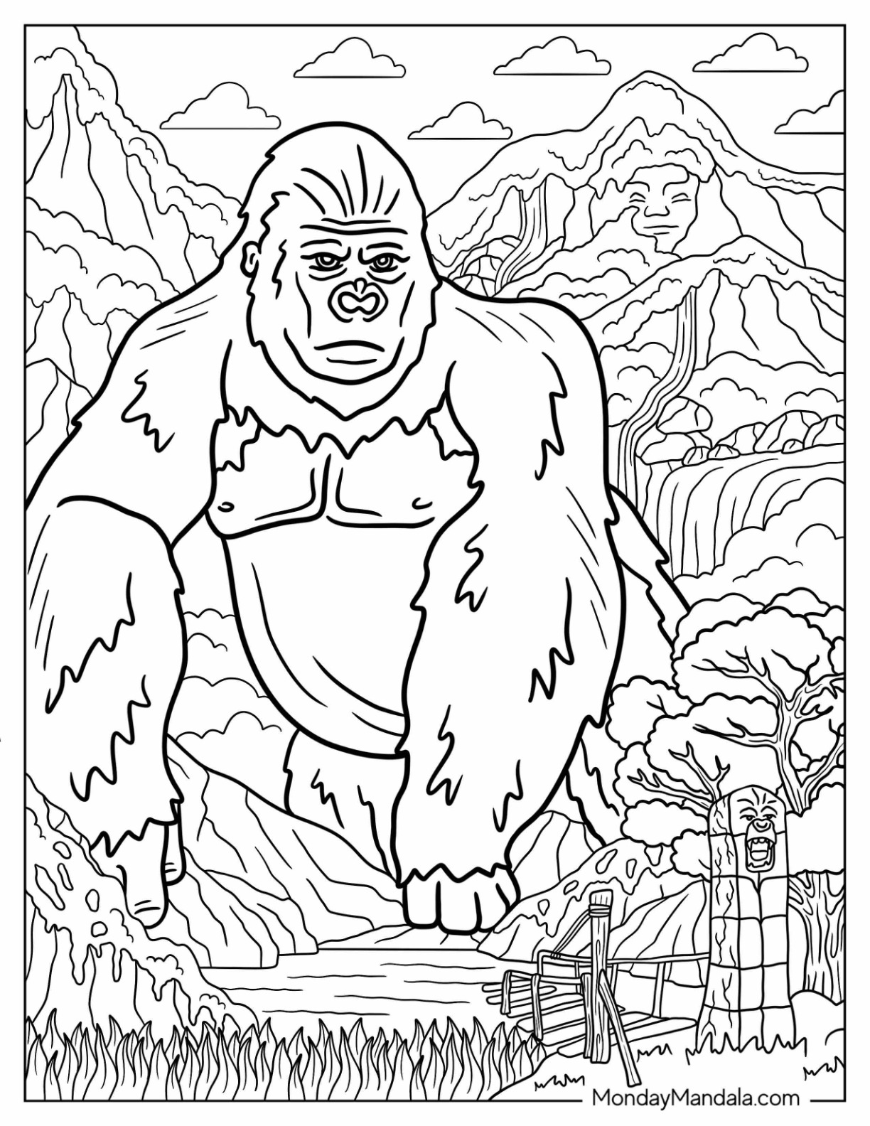 King kong coloring pages free pdf printables