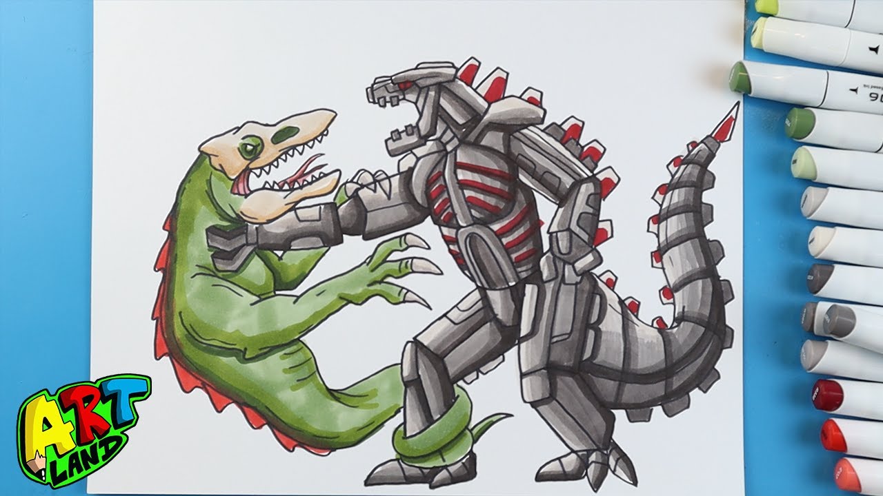 How to draw echagodzilla vs skullcrawler