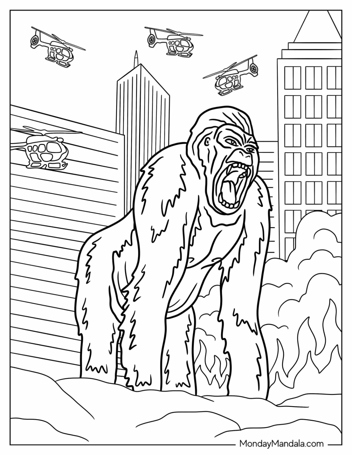 King kong coloring pages free pdf printables