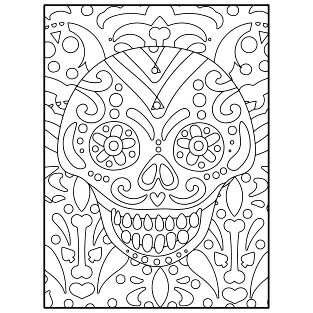 Premium vector sugar skull adult coloring pages