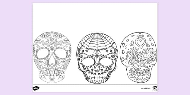 Printable sugar skull louring page louring sheets