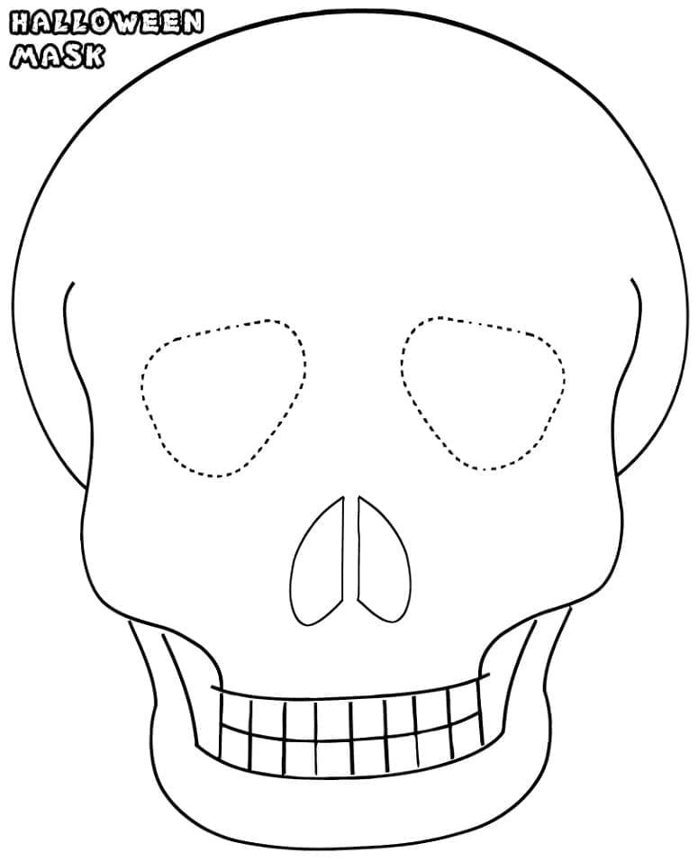 Halloween skull mask coloring page