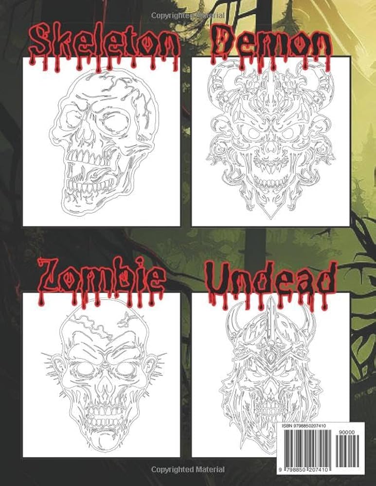 Sinister skull tattoos hardcore coloring book for adults explore the dark and mysterious world of undead demon skeleton and zombie skull stress relief creativity and relaxation house coloring books