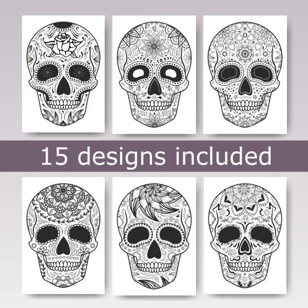 Printable dia de los muertos coloring pages pdf sugar skull