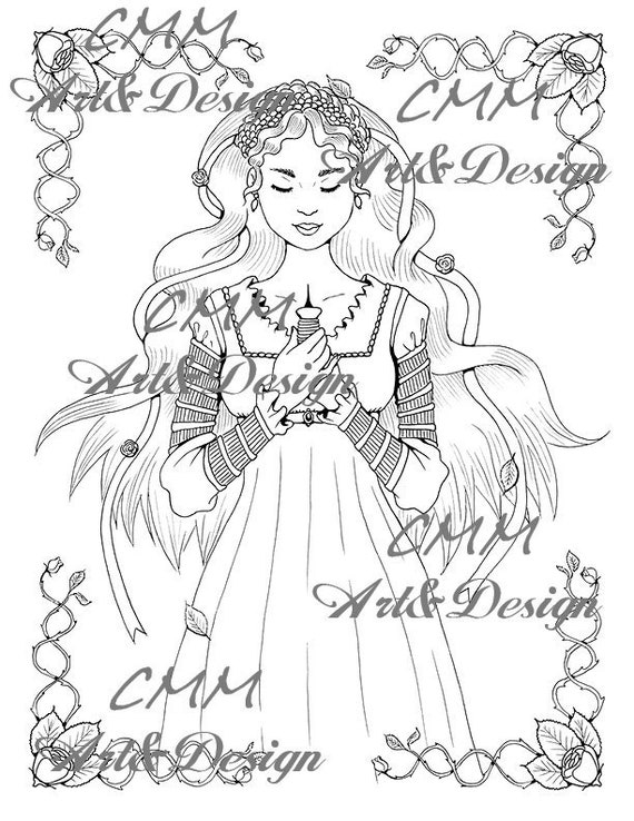 Printable coloring page sleeping beauty fairytale