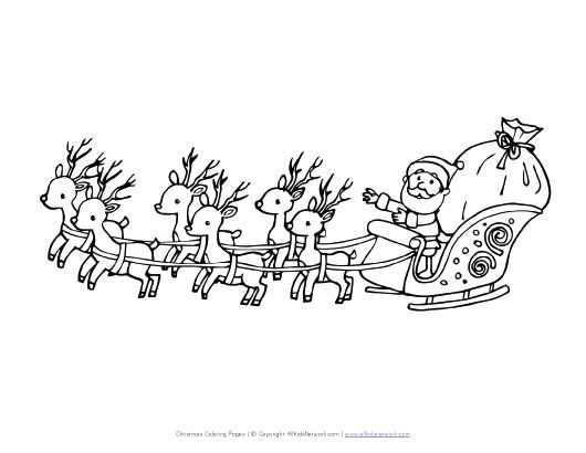 Santa flying in sleigh coloring page christmas pictures to color christmas coloring pages printable christmas coloring pages