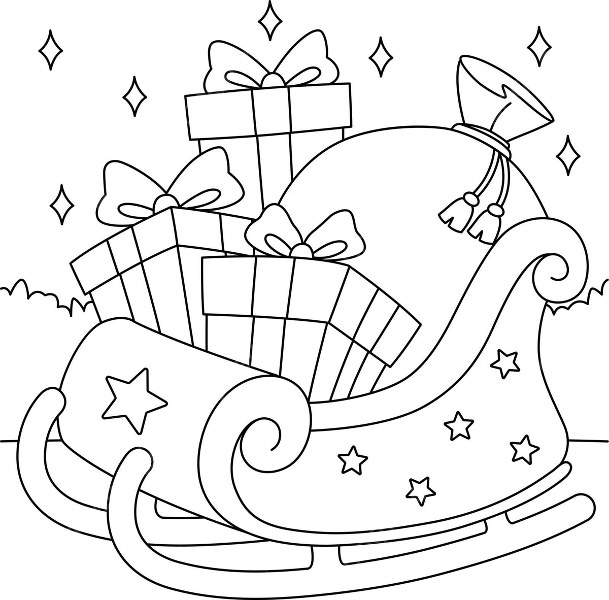 Christmas sleigh coloring page for kids coloring book season colouring book vector christmas drawing book drawing sea drawing png and vector with transparent background for free download