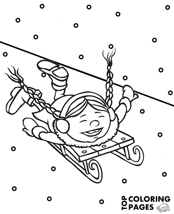 Sleigh coloring page winter sledding