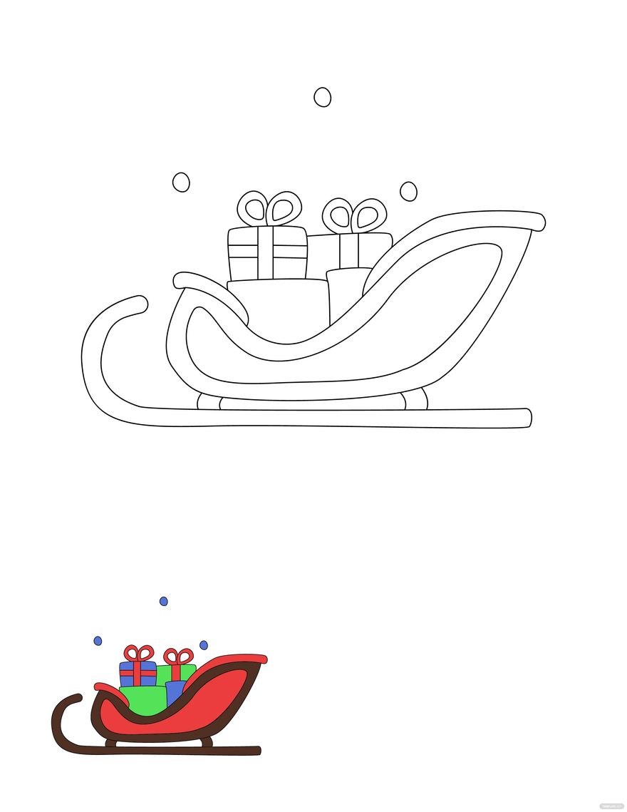 Free christmas sleigh coloring page
