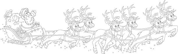 Santa sleigh coloring pages stock illustrations royalty