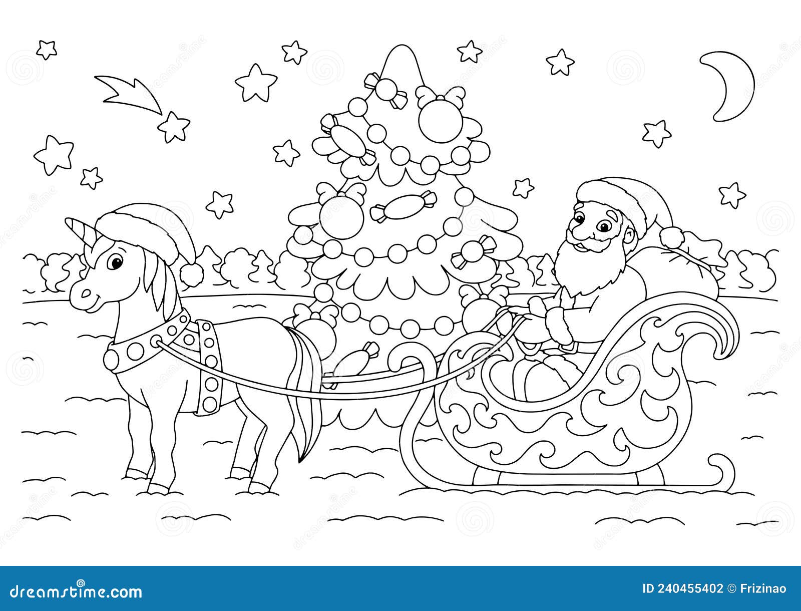 Unicorn christmas coloring page stock illustrations â unicorn christmas coloring page stock illustrations vectors clipart