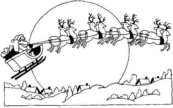 Christmas activities coloring page santa riding sleigh