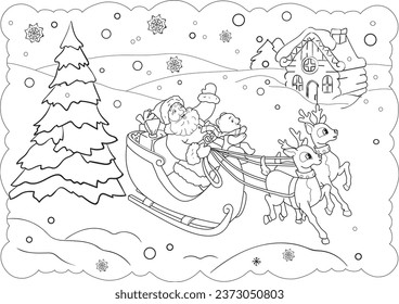 Printable winter scene coloring pages printable stock vector royalty free