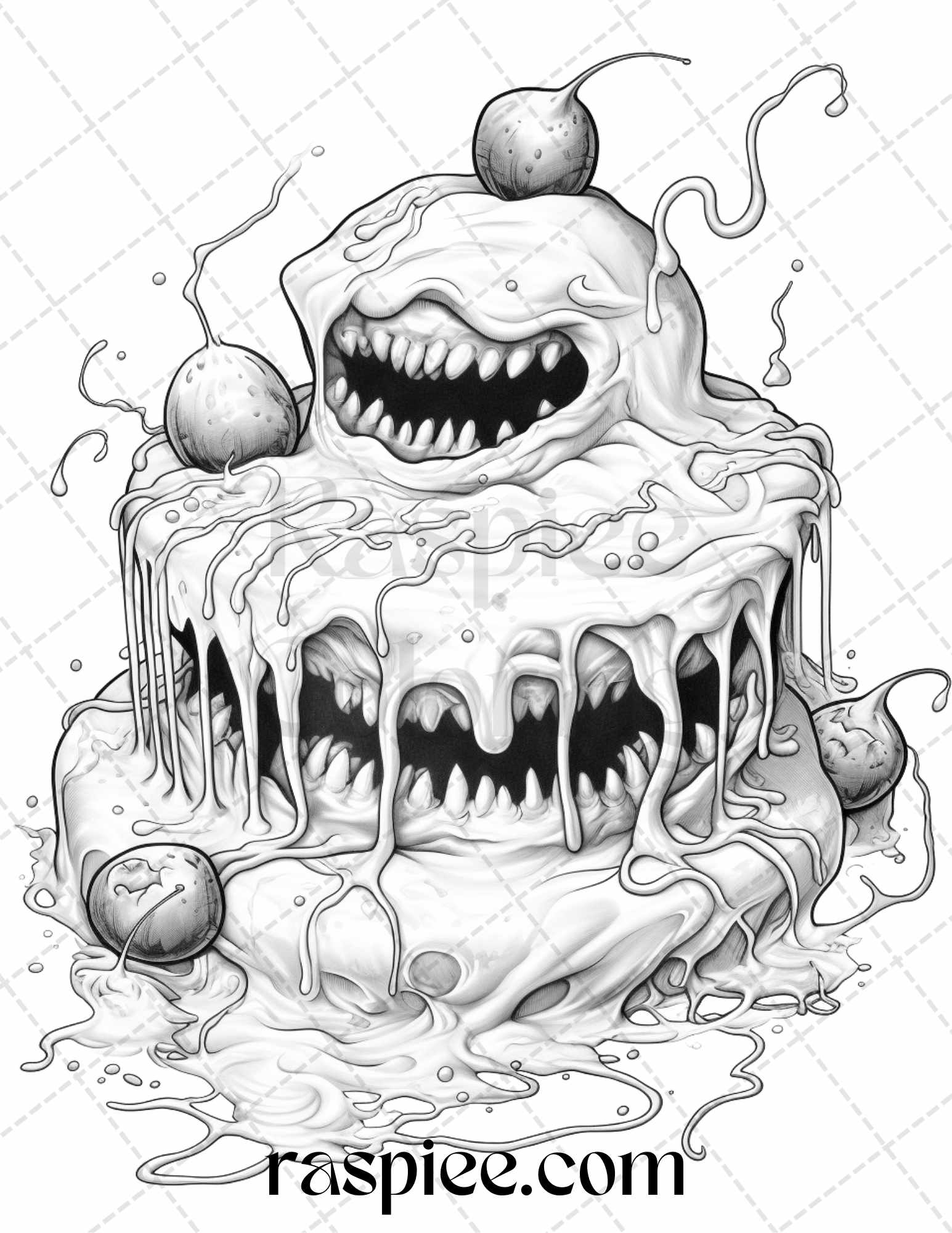 Halloween spooky desserts grayscale coloring pages printable for ad â coloring