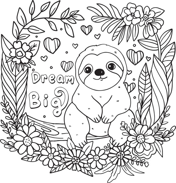 Thousand coloring book sloth royalty