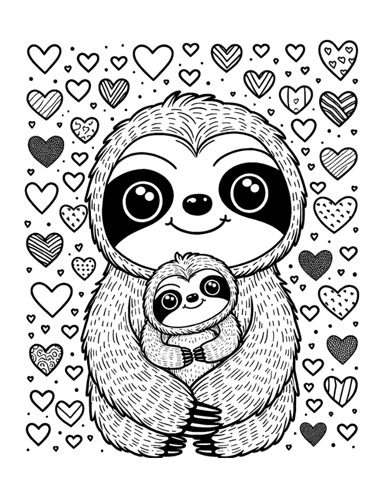 Free sloth coloring pages for kids