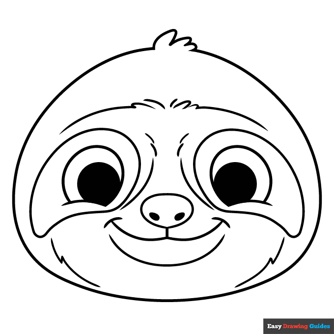 Sloth face coloring page easy drawing guides