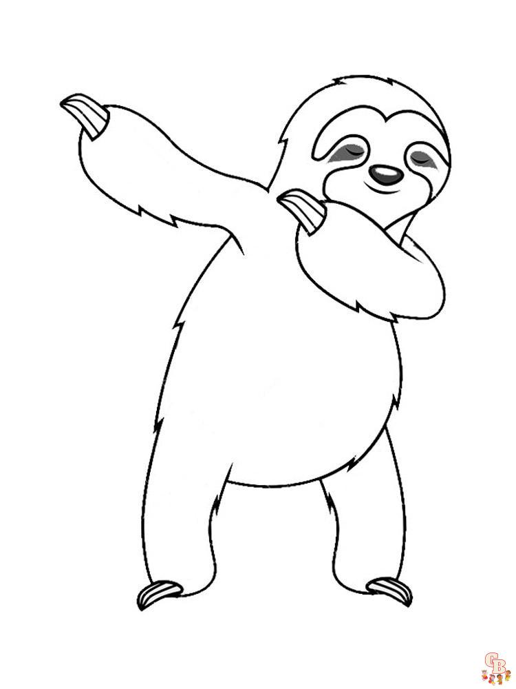 Slow sloth coloring pages for kids